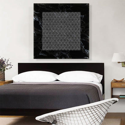 Art Deco White Geometric Design on Black