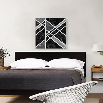 Art Deco White Lines on Black Gray