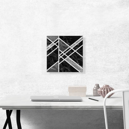 Art Deco White Lines on Black Gray