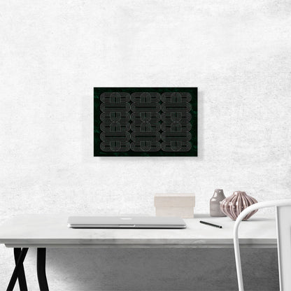 Art Deco White Ovals on Dark Green