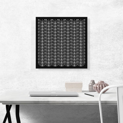 Art Deco White Shapes on Black Square