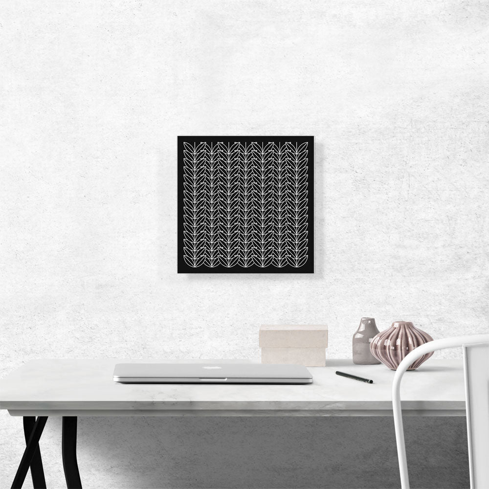 Art Deco White Shapes on Black Square