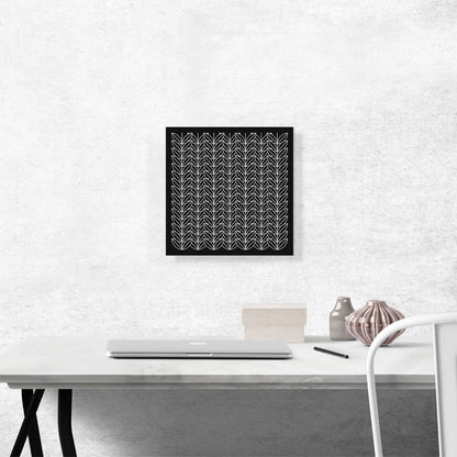 Art Deco White Shapes on Black Square