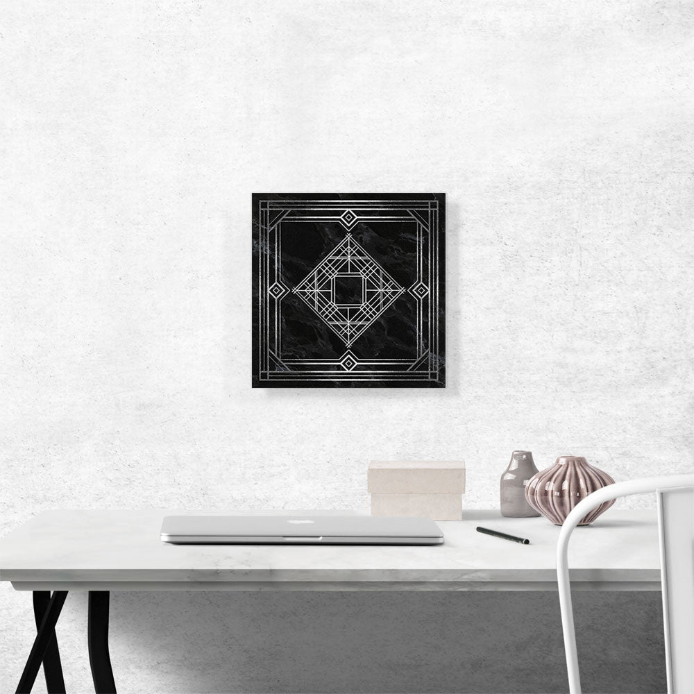 Art Deco White Squares Diamonds on Black