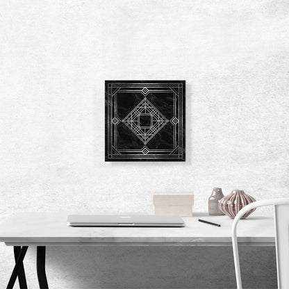 Art Deco White Squares Diamonds on Black