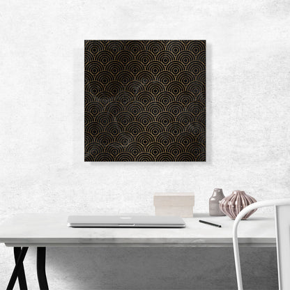 Art Deco Yellow Circles on Black Square