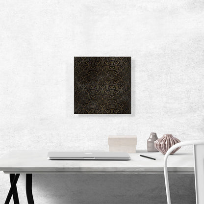 Art Deco Yellow Circles on Black Square