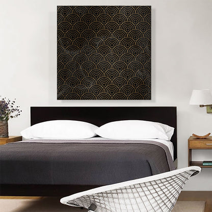 Art Deco Yellow Circles on Black Square