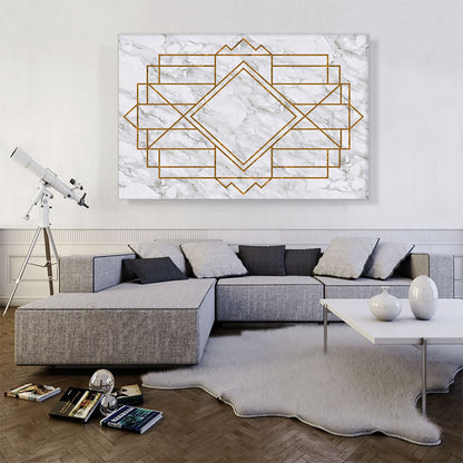 Art Deco Yellow Geometric Design on White
