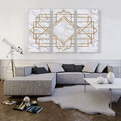 Art Deco Yellow Geometric Design on White