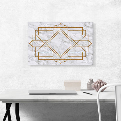 Art Deco Yellow Geometric Design on White