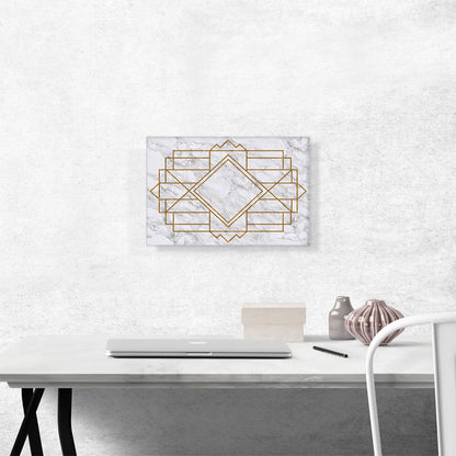 Art Deco Yellow Geometric Design on White