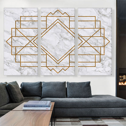 Art Deco Yellow Geometric Design on White