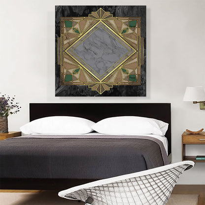 Art Deco Yellow Green Design on Black