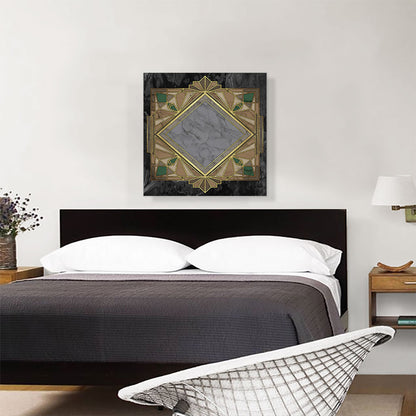 Art Deco Yellow Green Design on Black