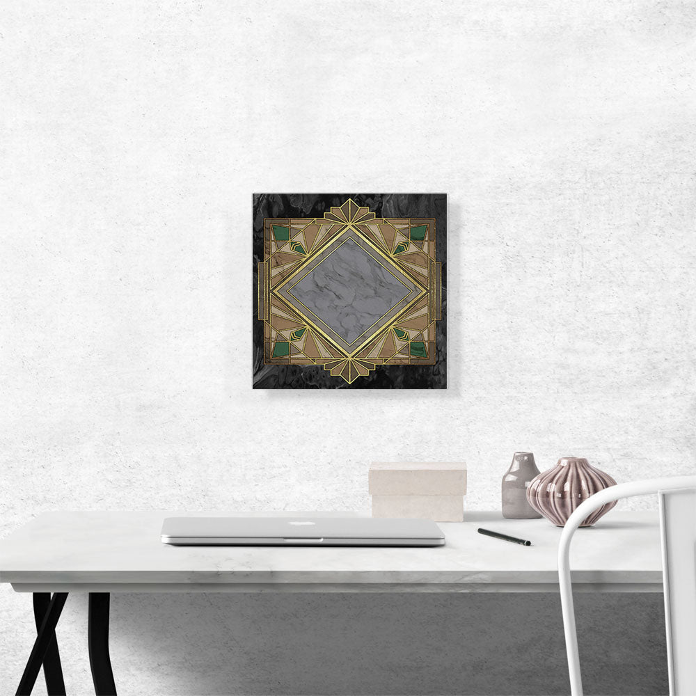 Art Deco Yellow Green Design on Black