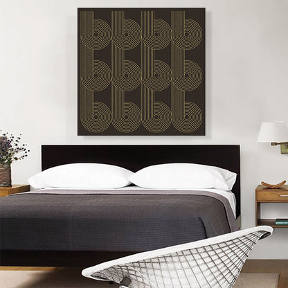 Art Deco Yellow Line Shapes on Brown