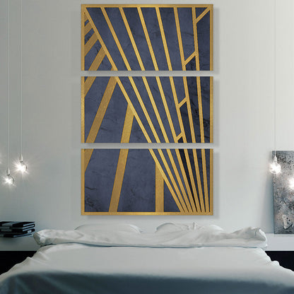 Art Deco Yellow Lines on Blue