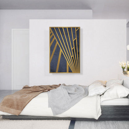 Art Deco Yellow Lines on Blue