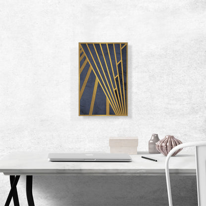Art Deco Yellow Lines on Blue