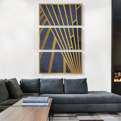 Art Deco Yellow Lines on Blue