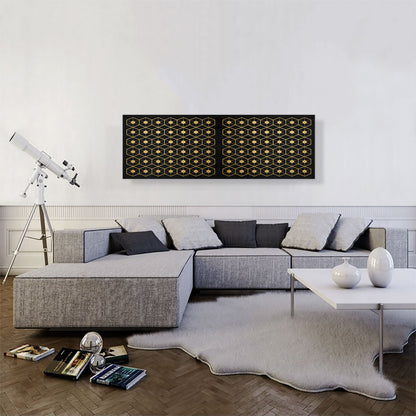 Art Deco Yellow Pentagons on Black Panoramic