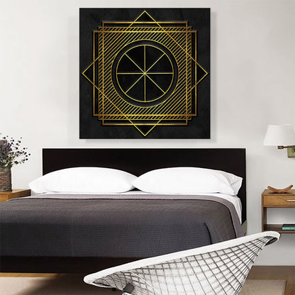 Art Deco Yellow Squares and Circles