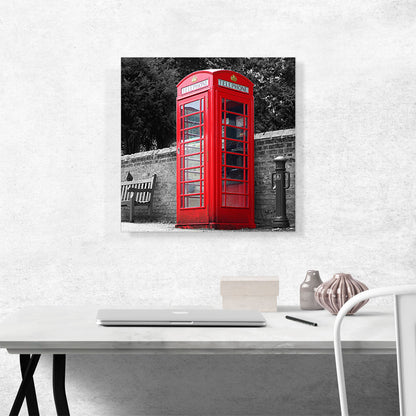 Red London England Telephone Kiosk Booth