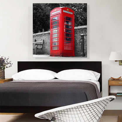 Red London England Telephone Kiosk Booth