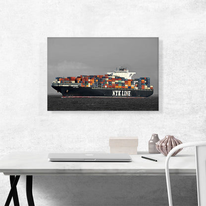 Freight Shipping Container Boat In The Ocean