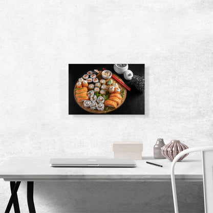 Sushi Rolls Maki Nigiri Dish With Chopsticks