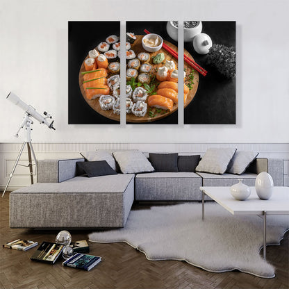 Sushi Rolls Maki Nigiri Dish With Chopsticks