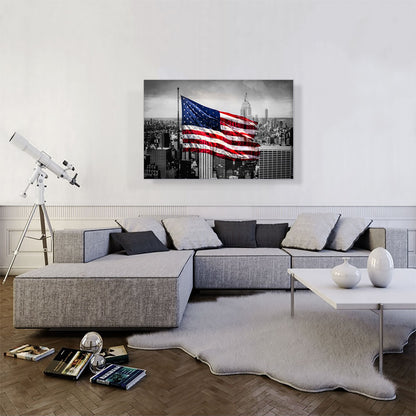 The United States of America Flag NYC New York City Skyline