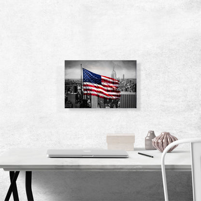 The United States of America Flag NYC New York City Skyline