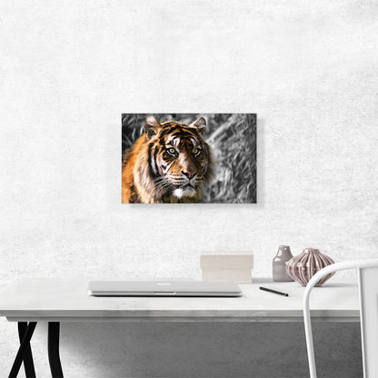 Tiger With Green Eyes In Jungle
