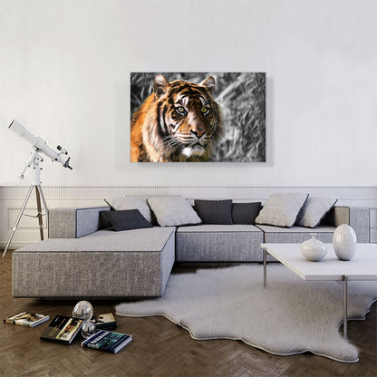 Tiger With Green Eyes In Jungle