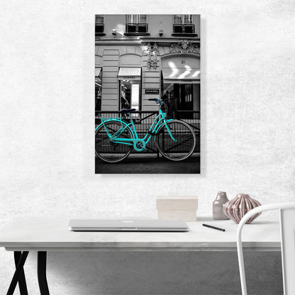 Vintage Teal Bicycle In The City