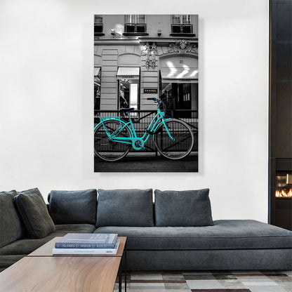 Vintage Teal Bicycle In The City