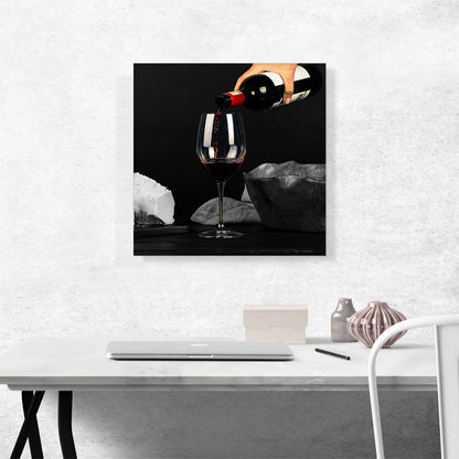 Red Wine Bottle With Glass And Cheese