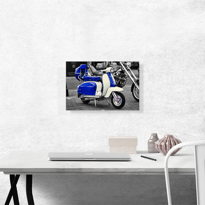 Blue And White Italian Vespa Scooter
