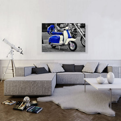 Blue And White Italian Vespa Scooter