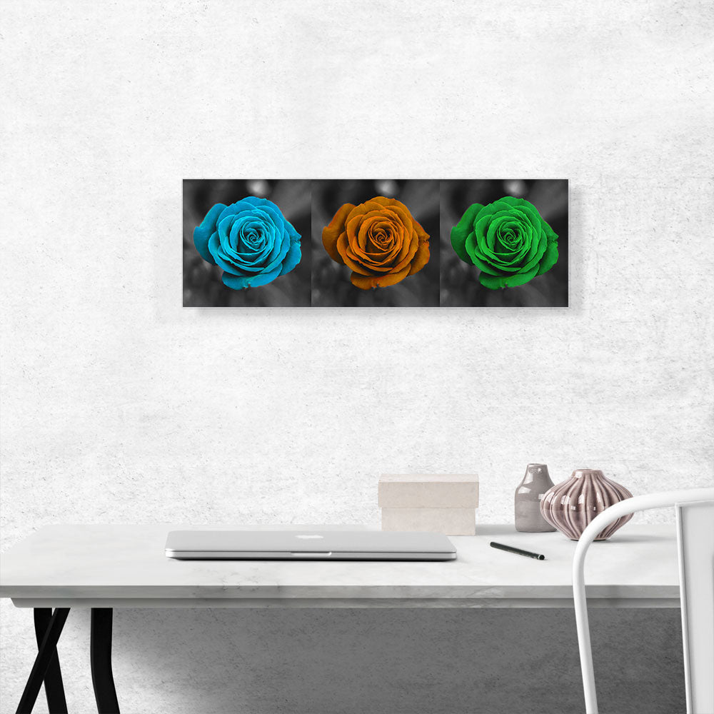 Blue Orange Green Rose Flower