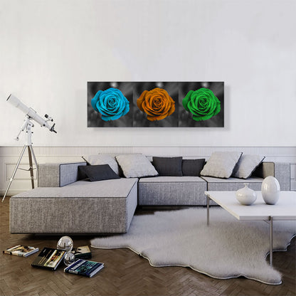 Blue Orange Green Rose Flower