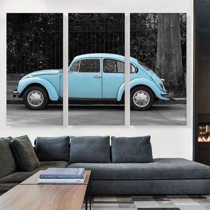 Blue Volkswagen Beetle Bug Vintage Car