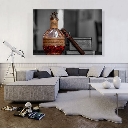 Bourbon Whiskey And Cigar In Bar
