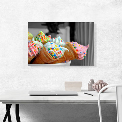 Colorful Ice Cream Cones Sprinkles