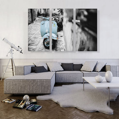 Baby Blue Vespa Scooter In Italy