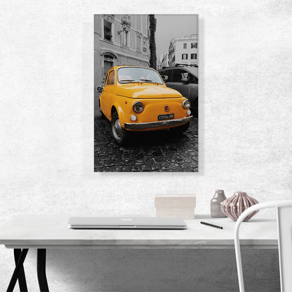 Orange Fiat Vintage Car