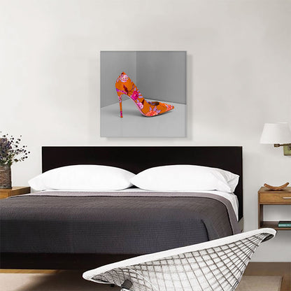 Orange Modern High Heels Shoe Stiletto Flower Pattern