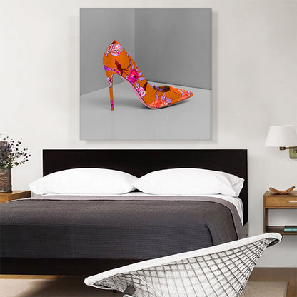 Orange Modern High Heels Shoe Stiletto Flower Pattern